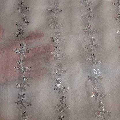 Silver Zari Embroided Chiffon Dupatta – Dyeable