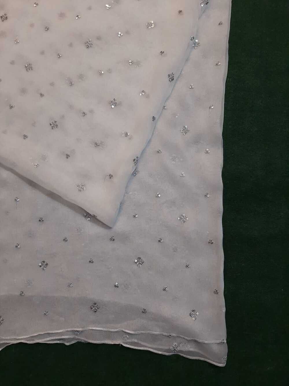 Silver Zari Embroided Chiffon Dupatta – Dyeable - ZD834