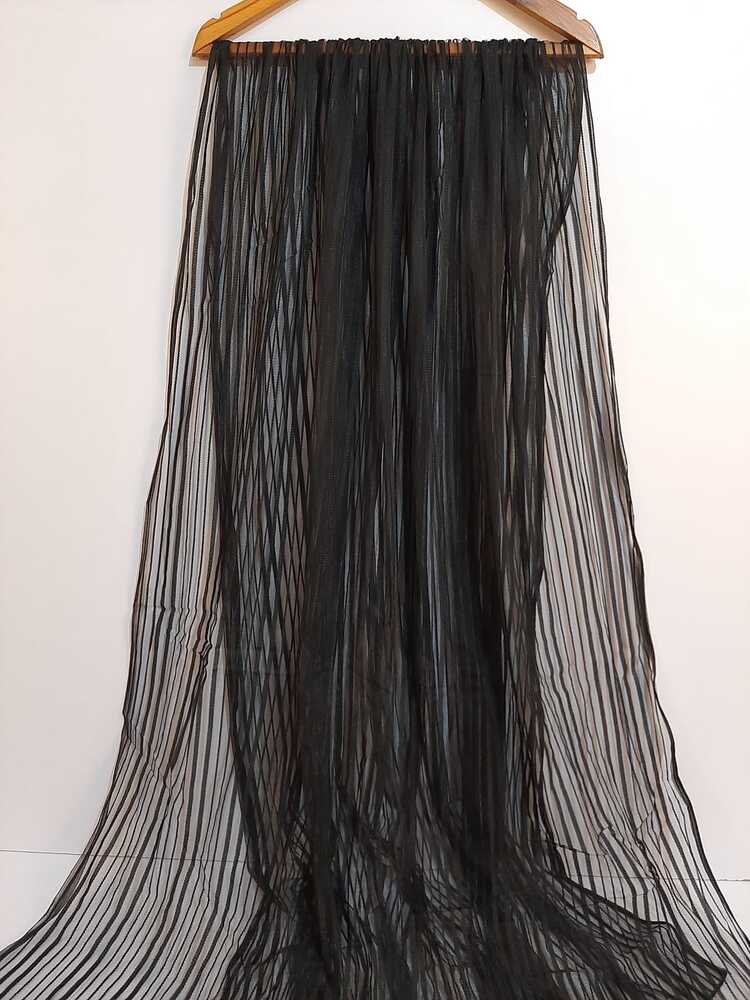 Stripe Net Dupatta - Black - ZD31