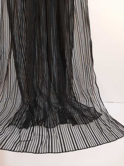 Stripe Net Dupatta - Black - ZD31