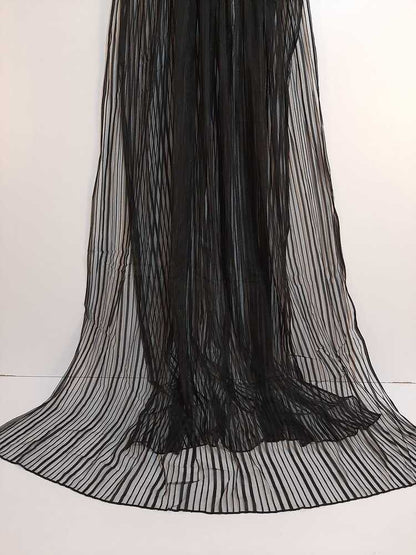 Stripe Net Dupatta - Black - ZD31