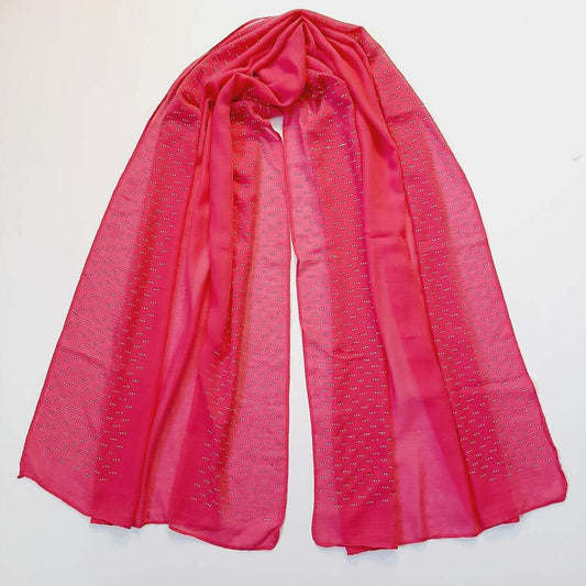 Stud Lawn Scarf Stole – 190 x 80 Cm – Pink - ZSC101