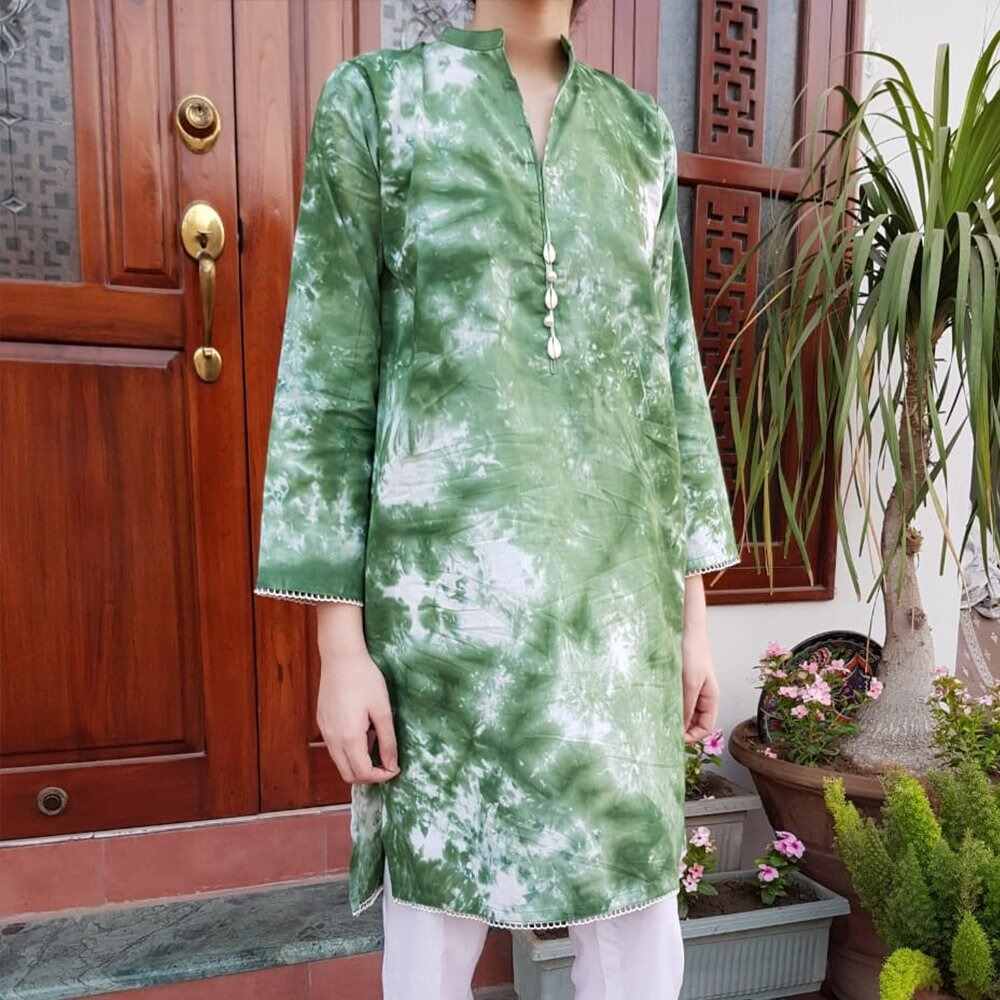 tie and dye kurti green