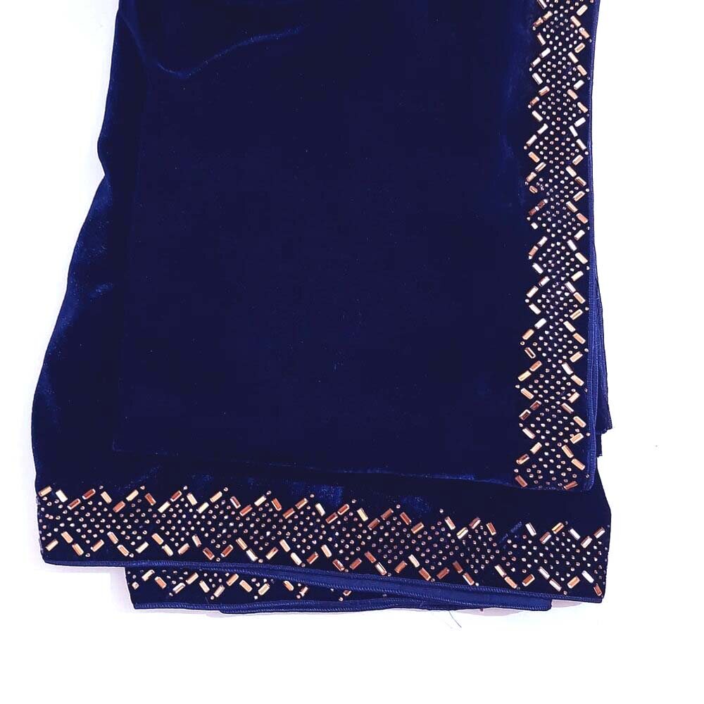 Velvet  Shawl - Navy - ZSH09