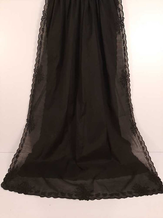 Voile Lawn Dupatta - Black - ZD202