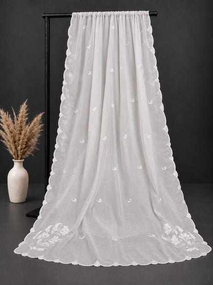 Voile Lawn Dupatta - White - MV06