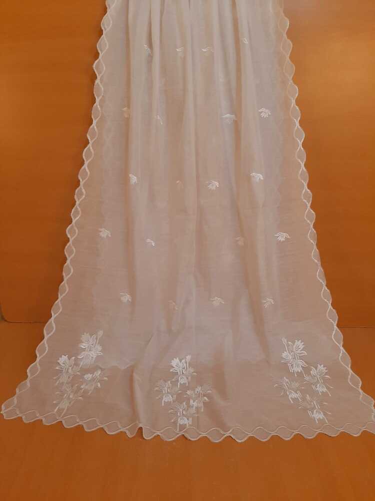 Voile Lawn Dupatta - White - MV05