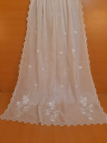 Voile Lawn Dupatta - White - MV05