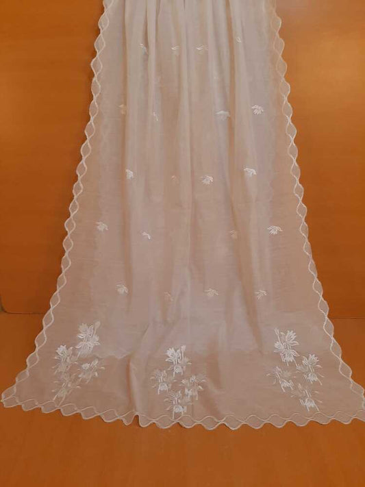 Voile Lawn Dupatta - White - MV05