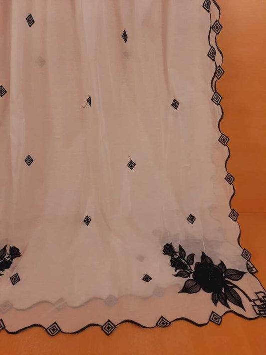 Voile Lawn Dupatta - White - ZD201