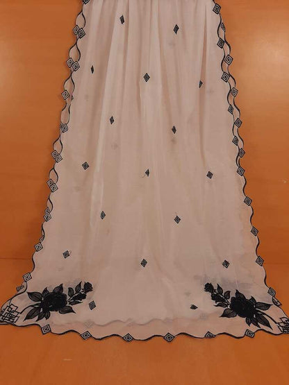 Voile Lawn Dupatta - White - ZD201