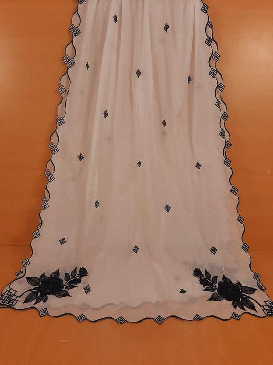 Voile Lawn Dupatta - White - ZD201