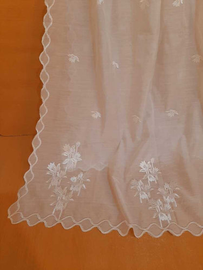 Voile Lawn Dupatta - White - ZD406