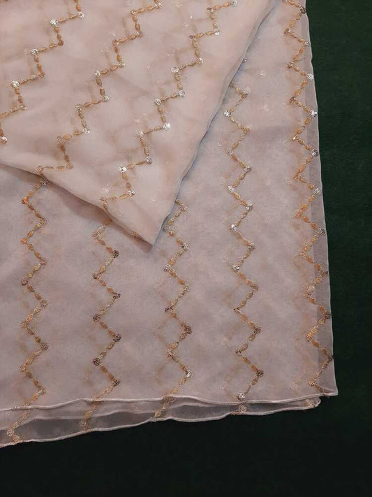 Zari Embroided Chiffon Dupatta – Dyeable – Gold - ZD431