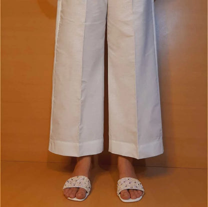 White bell bottom palazzo pants for women
