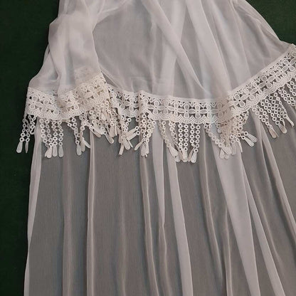 Chiffon Dupatta With Bottom Lace Dyeable - White