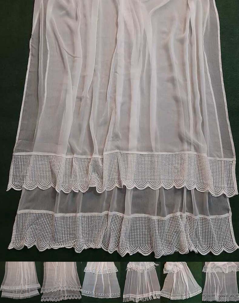 Chiffon Dupatta With Bottom Lace Dyeable - White