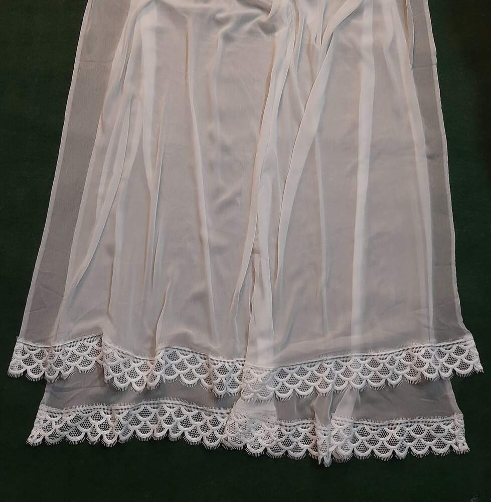 Chiffon Dupatta With Bottom Lace Dyeable - White