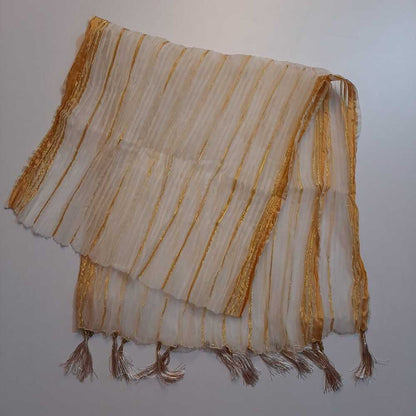Organza Crush Dupatta With Bottom Large Ball Tassels  - ZD195