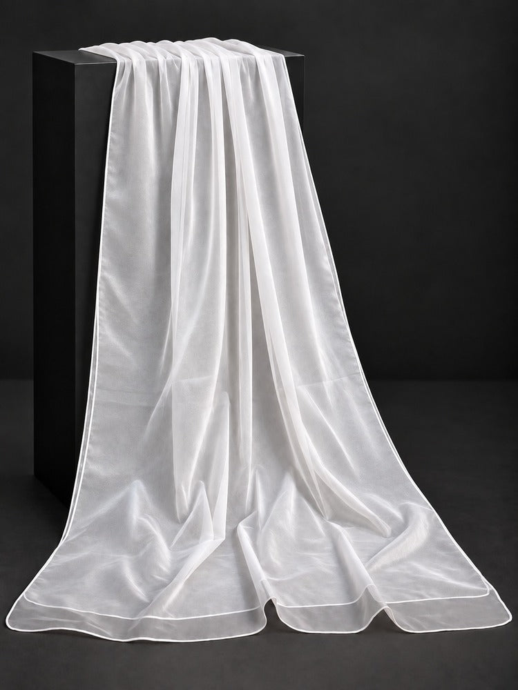 Plain Organza Dupatta - White - ZD881