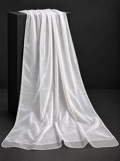 Plain Organza Dupatta - White - ZD881