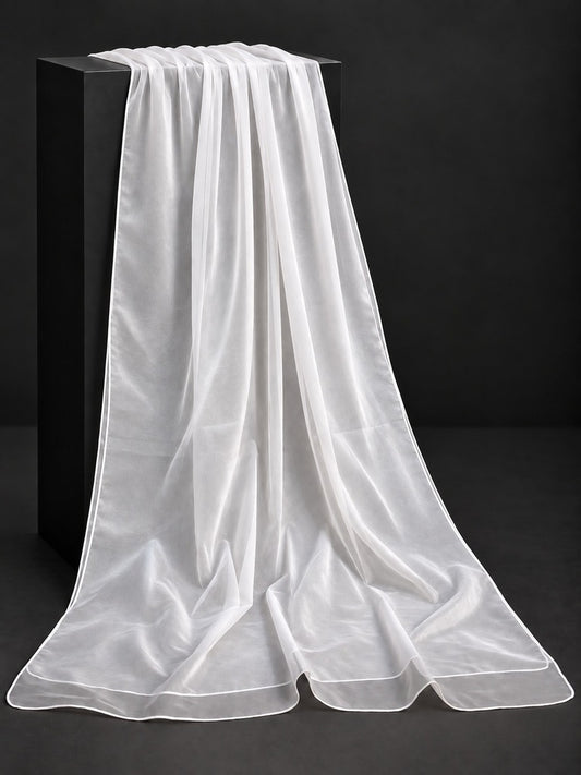 Plain Organza Dupatta - White - ZD881