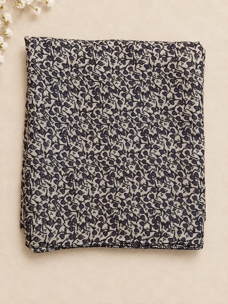 Printed Summer Shawl / Chaddar - White - SH05