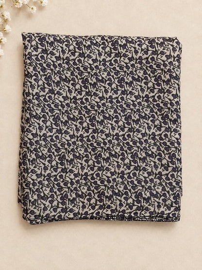 Printed Summer Shawl / Chaddar - White - SH05