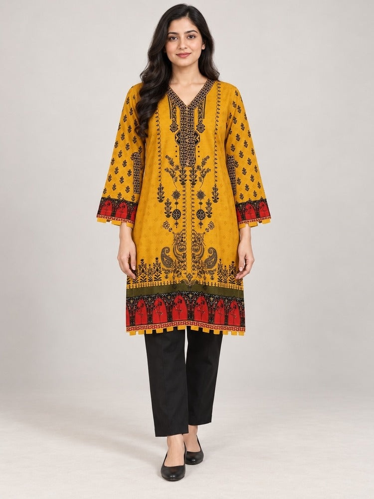 Yellow Khaddar Shirt - ZK224