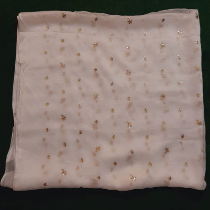 Zari Embroided Chiffon Dupatta – Dyeable – Gold