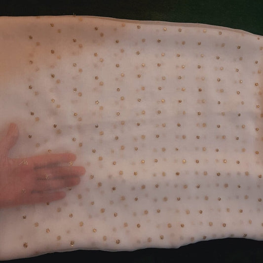 Zari Embroided Chiffon Dupatta – Dyeable – Gold