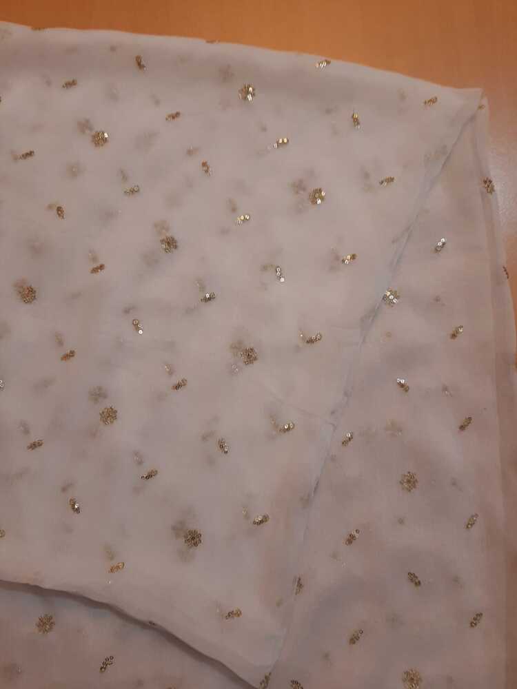 Zari Embroided Chiffon Dupatta – Dyeable – Gold - ZD1004