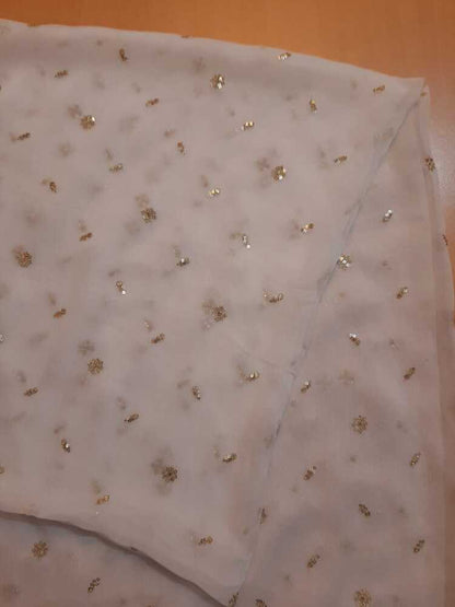 Zari Embroided Chiffon Dupatta – Dyeable – Gold - ZD1004