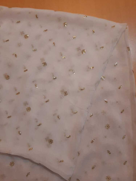 Zari Embroided Chiffon Dupatta – Dyeable – Gold - ZD1004