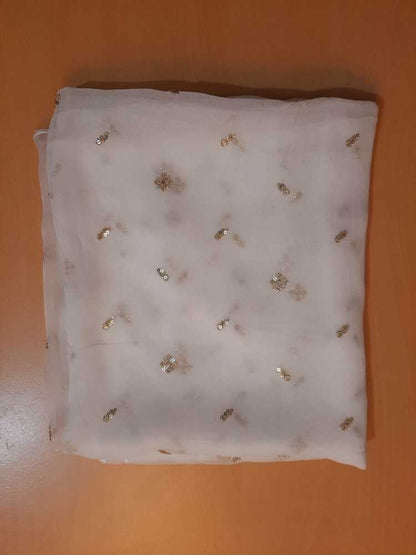 Zari Embroided Chiffon Dupatta – Dyeable – Gold - ZD1004