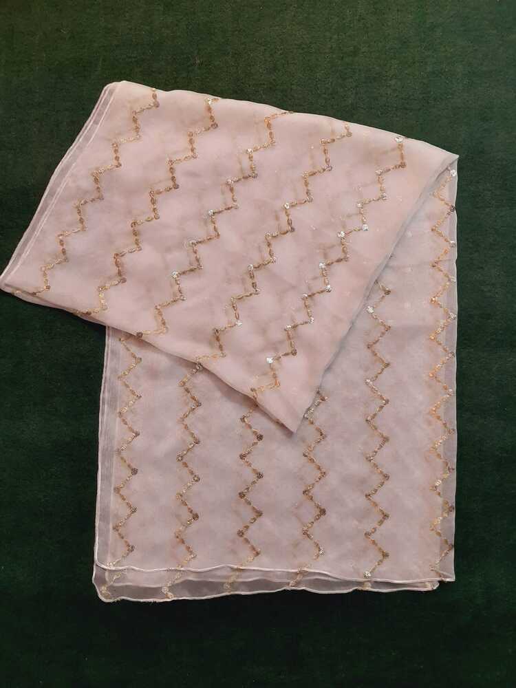 Zari Embroided Chiffon Dupatta – Dyeable – Gold - ZD431