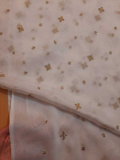 Zari Embroided Chiffon Dupatta – Dyeable – Gold - ZD434