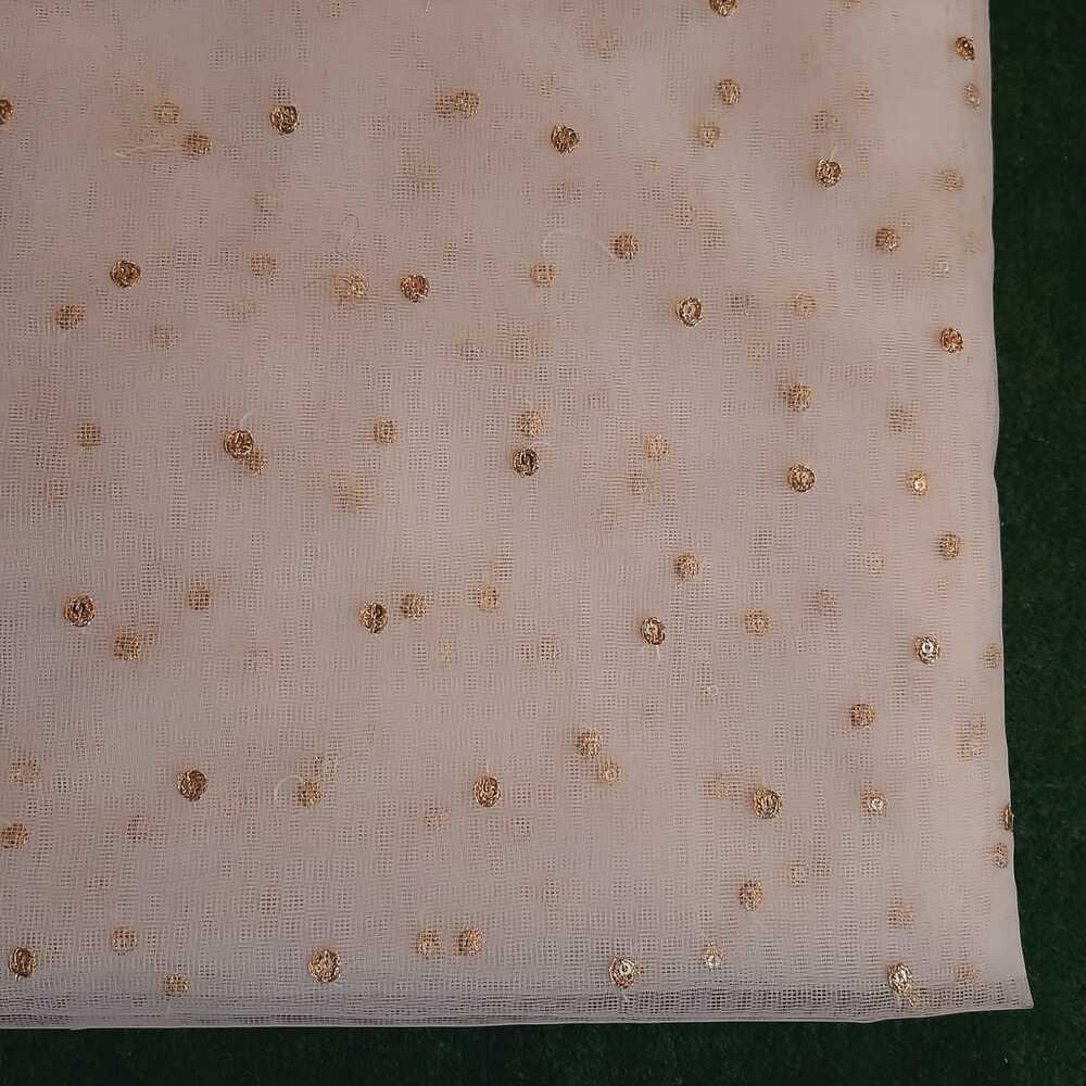 Zari Embroided Net Dupatta – Dyeable – Gold - ZD436