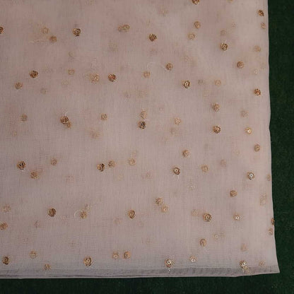 Zari Embroided Net Dupatta – Dyeable – Gold - ZD436