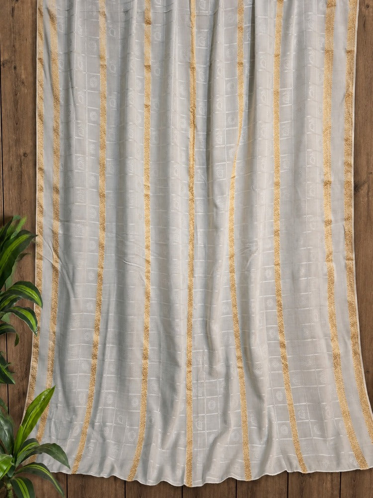 Zari Jaquard Dupatta White -  ZD44