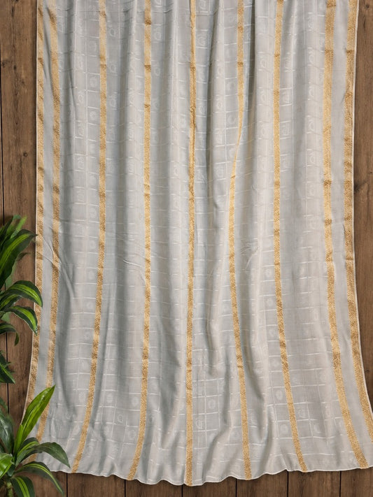 Zari Jaquard Dupatta White -  ZD44